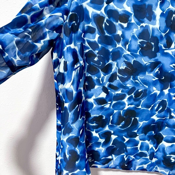 Evan Picone Blue 3/4 Sleeve Relaxed ruffle sleeve Blouse XL - Picture 6 of 8